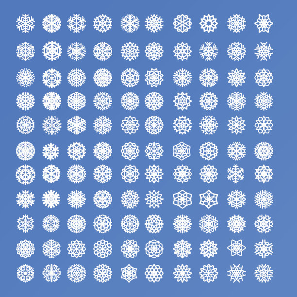 套110个不同的孤立专属各种白色雪花图片下载
