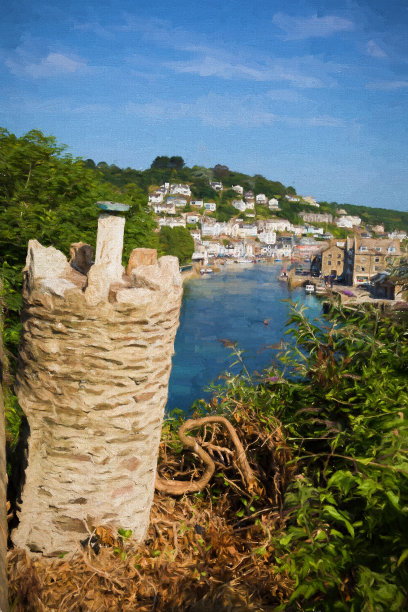 卢康沃尔康沃尔海岸小镇插图像油画图片下载