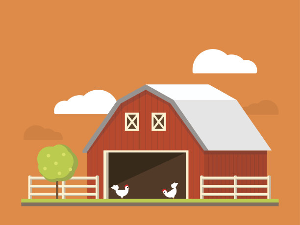 农业和农业。农业综合企业。农村景观。平坦的插图。图片下载