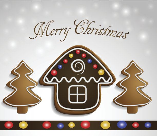 姜饼树和房子在雪的背景图片下载