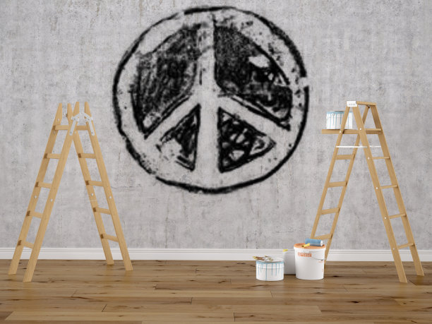 褪色的和平标志。三维渲染图片下载