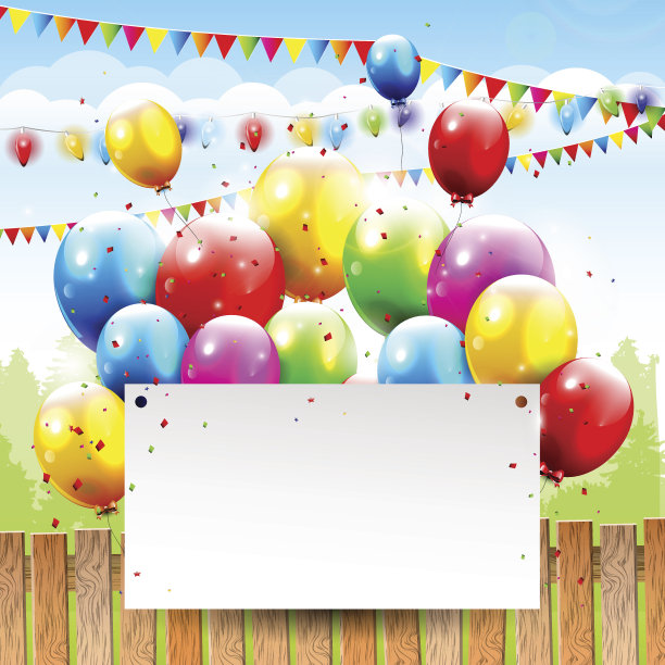 彩色的生日背景气球和文字的地方图片下载