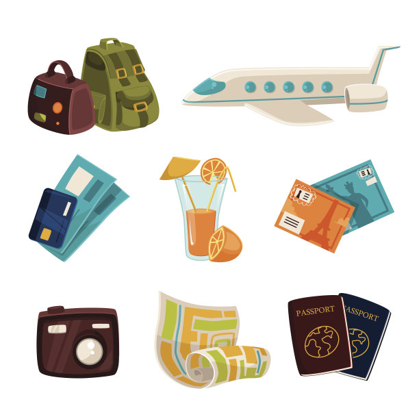 一套关于旅游和度假的元素图片下载