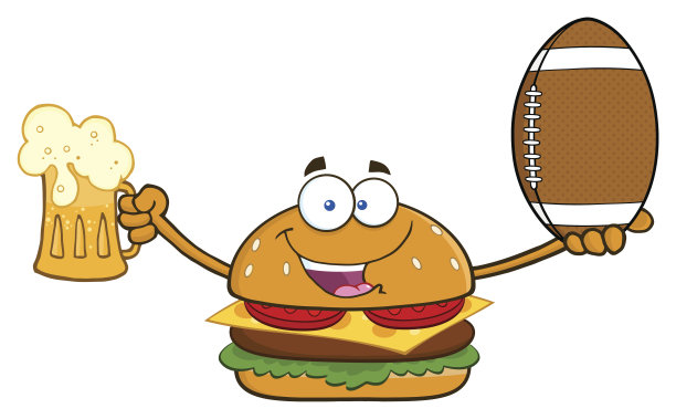 汉堡啤酒和美式橄榄球图片下载