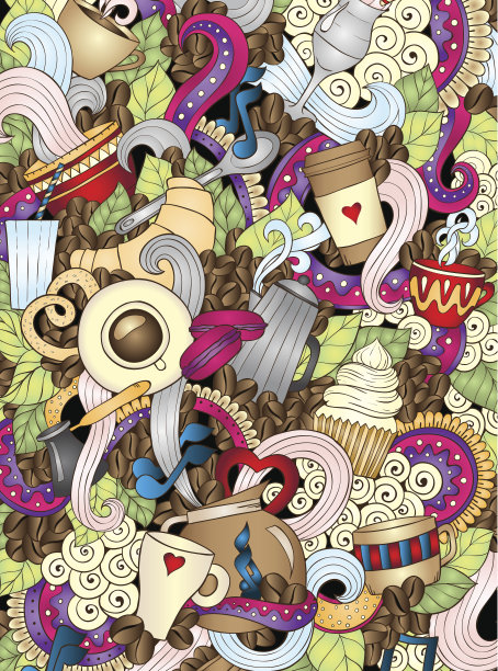 咖啡手绘矢量图。咖啡和茶设计模板。图片下载