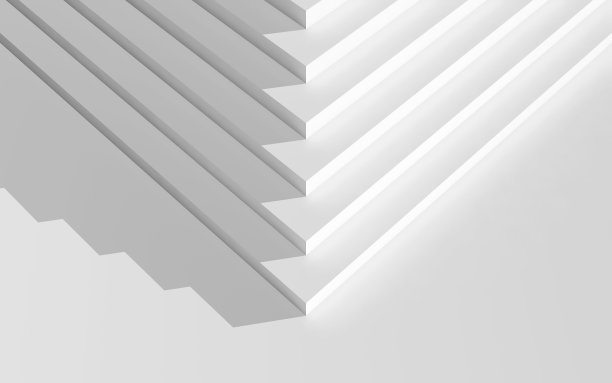 一个空的白色楼梯的角落，俯视图，3d图片下载