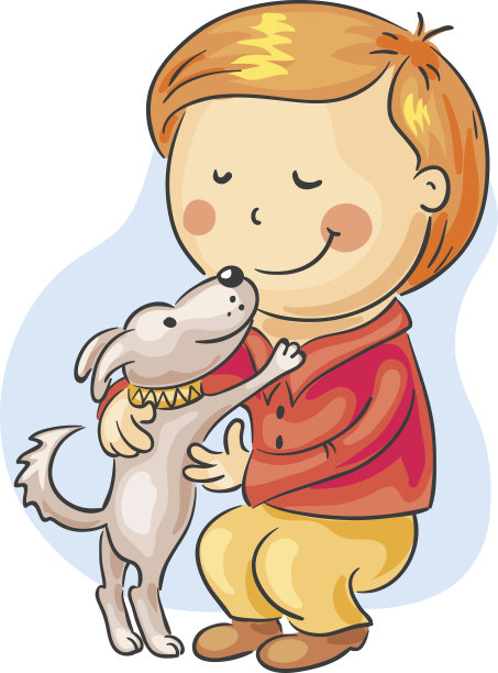 小男孩和他的宠物狗图片下载