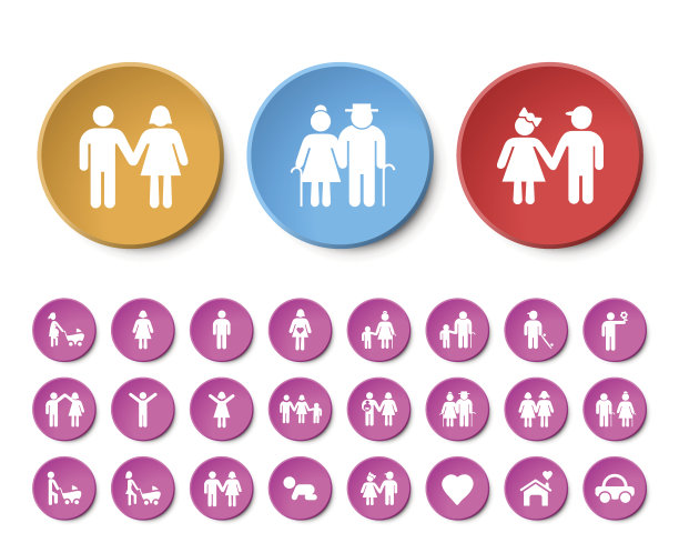 一套24个通用家庭图标。图片下载