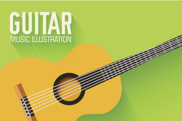 平面经典吉他矢量背景概念图片下载
