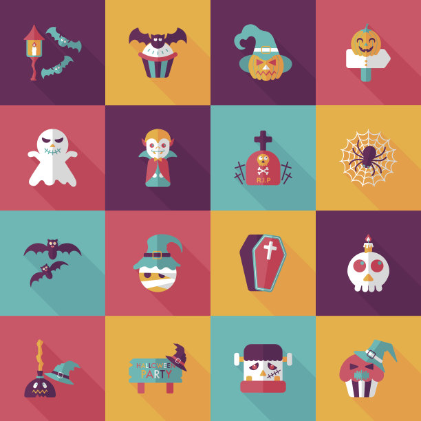 万圣节派对图标集快乐图片下载