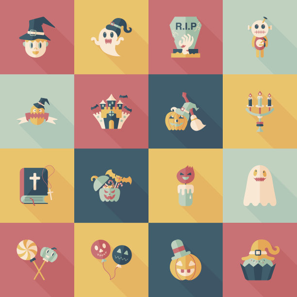 万圣节派对图标集快乐图片下载