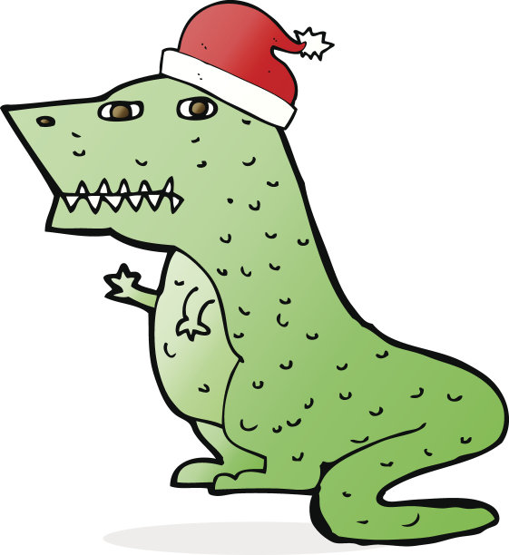 卡通恐龙在圣诞帽图片下载