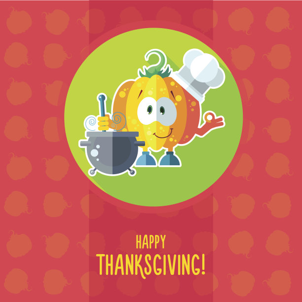 感恩节卡通南瓜厨师卡图片下载