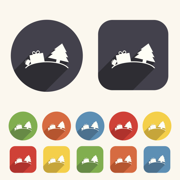 新年快乐。礼物和树。图片下载