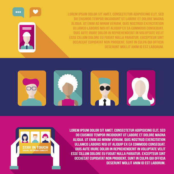 一组横幅与人、头像和小工具图片下载