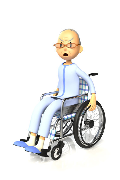 3D插图的老人谁是使用轮椅图片下载