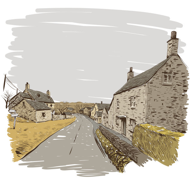 手绘房子，矢量插图图片下载