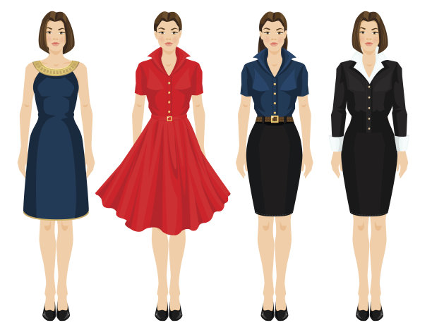 穿着不同款式衣服的年轻女孩图片下载