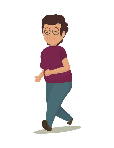 老妇人运行。孤立的矢量图图片下载