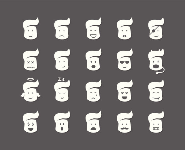 不同的笑脸图标向量集素材图片