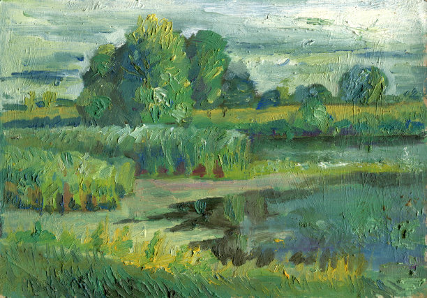 从夏天的湖泊油画练习曲图片下载