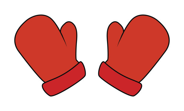 圣诞手套，卡通手套设计，图标，象征。图片下载