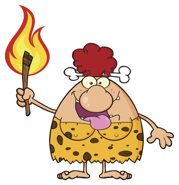 红发洞穴女人举着火炬图片下载