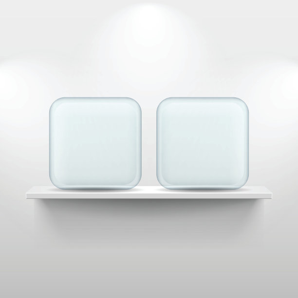 白色背景上有玻璃应用程序图标的架子图片下载