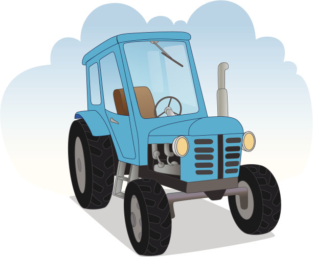 蓝色农业拖拉机图片下载