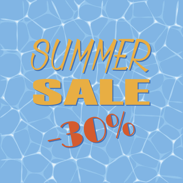 夏天出售。俯视图的蓝色水模式。向量素材图片