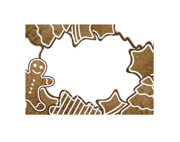 圣诞姜饼图片和文字框架矢量插图图片下载