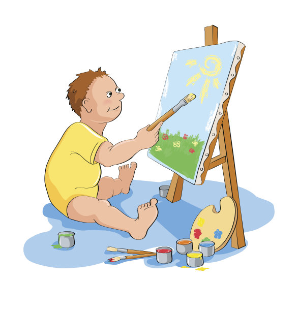 画画的男孩图片下载
