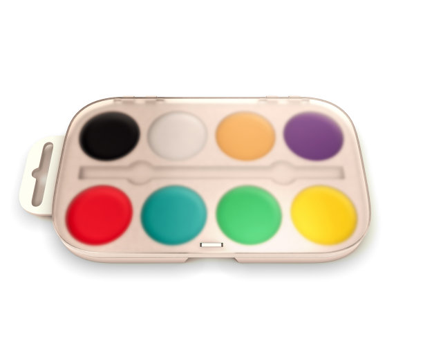 一套盖上盖子的水彩颜料。图片下载