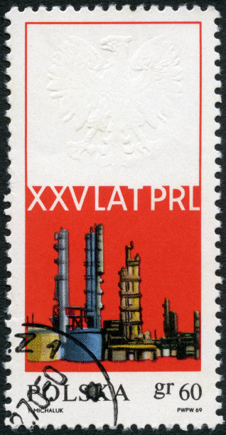邮票波兰1969年显示炼油厂化工厂图片下载