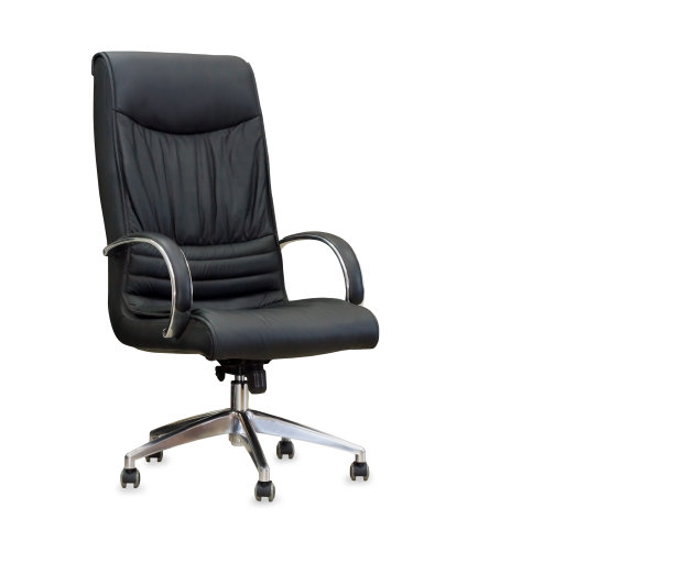 黑色皮革的办公椅。孤立的图片下载