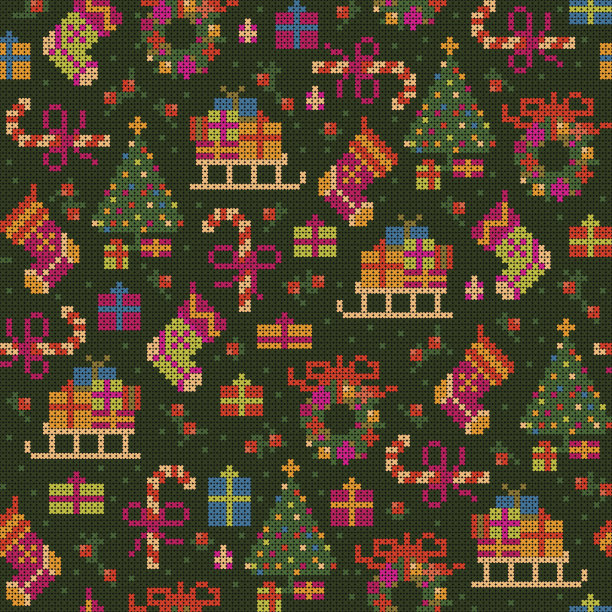 无缝圣诞十字绣图案图片下载