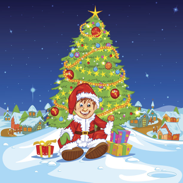 圣诞老人带着圣诞礼物图片下载