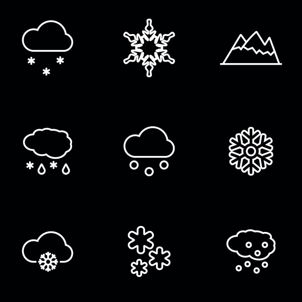 雪花线性图标合集图片下载