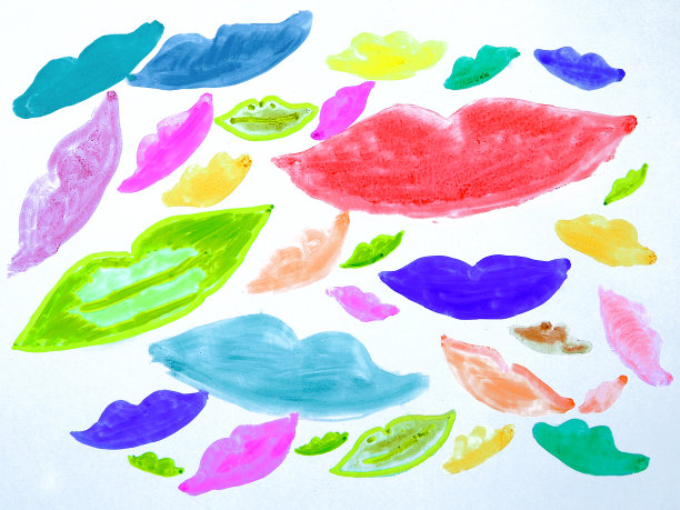 白色的背景上画着嘴唇图片下载