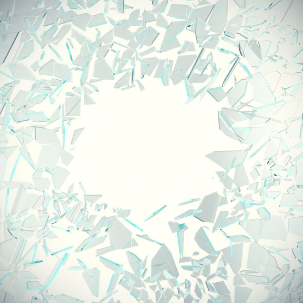 抽象玻璃破碎成碎片孤立在白色背景上图片下载