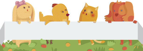 猫，兔子，鸡和狗脚举着长横幅图片下载