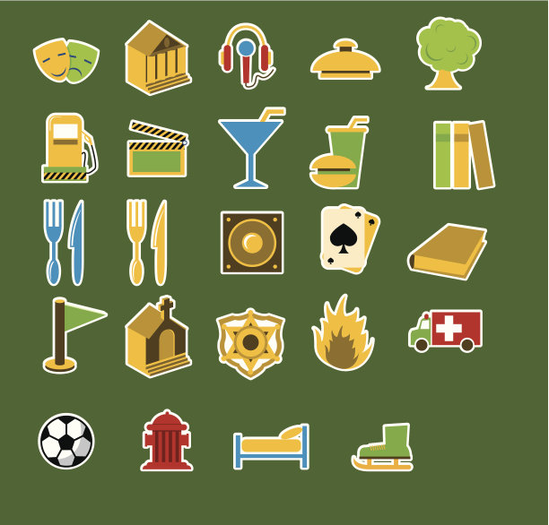 城市对象图标集图片下载