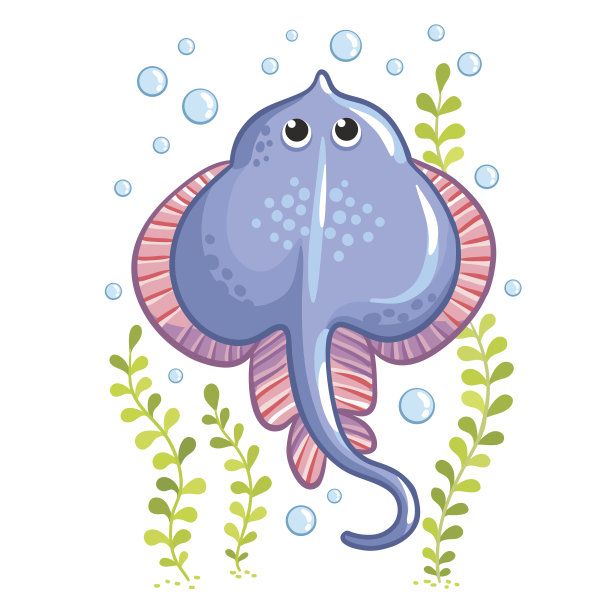 卡通黄貂鱼在矢量。图片下载