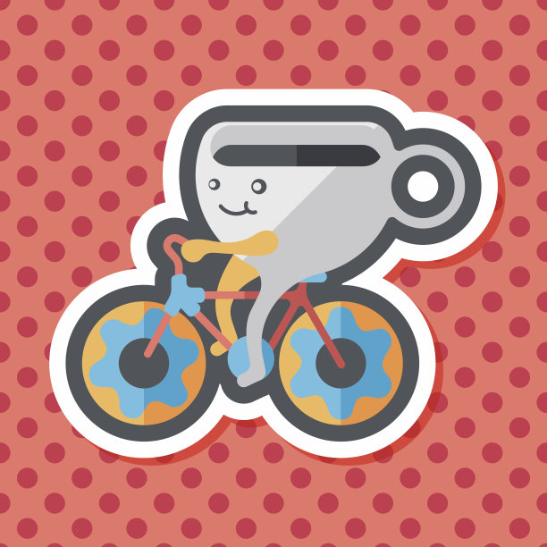 咖啡时间与长影子的图标，eps10图片下载