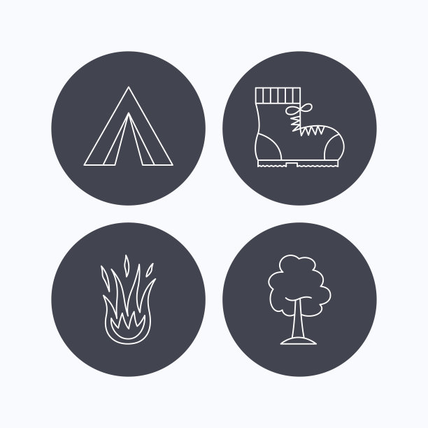 枫树，露营帐篷和登山靴。图片下载