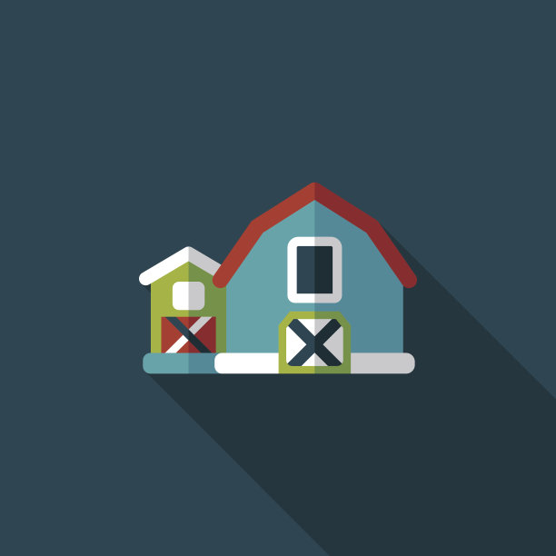 谷仓平图标与长影子，eps10图片下载