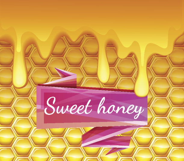 真实的背景与蜂巢和蜂蜜滴。高质量的图形。图片下载