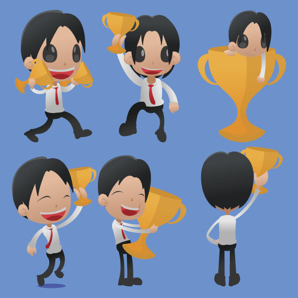 男人持有奖励金杯向量图片下载