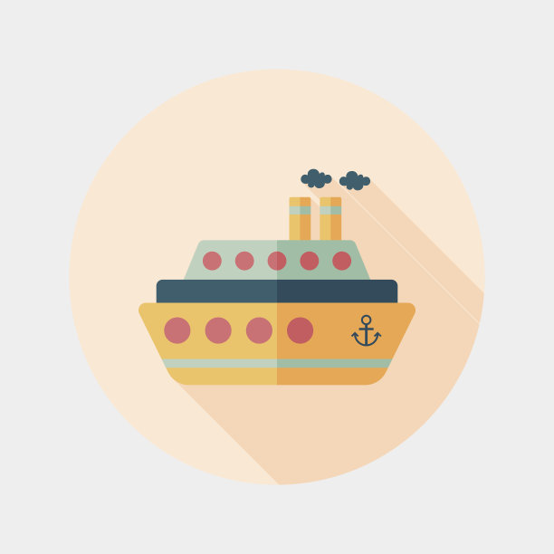 运输渡轮的图标与长影子，eps10图片下载