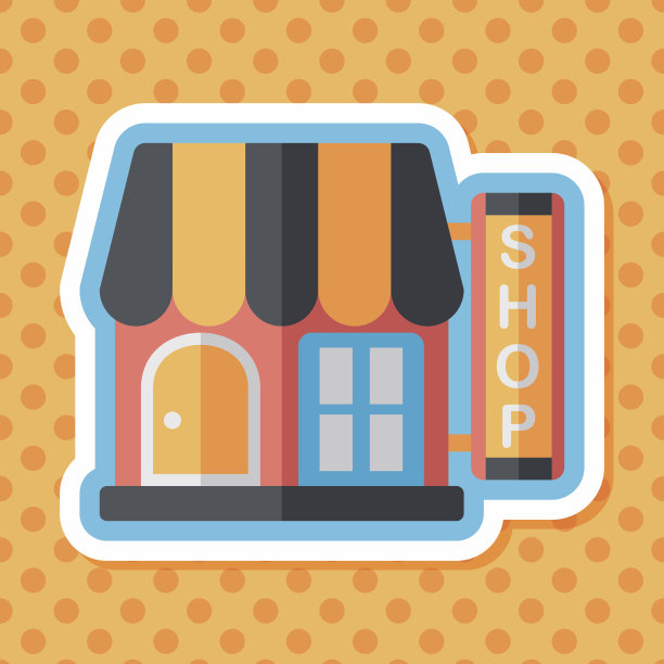 建筑商店商店平面图标与长影子，eps10图片下载